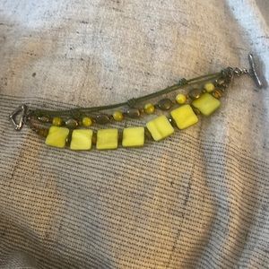 Silpada green assorted 3 string beads bracelet sterling silver.